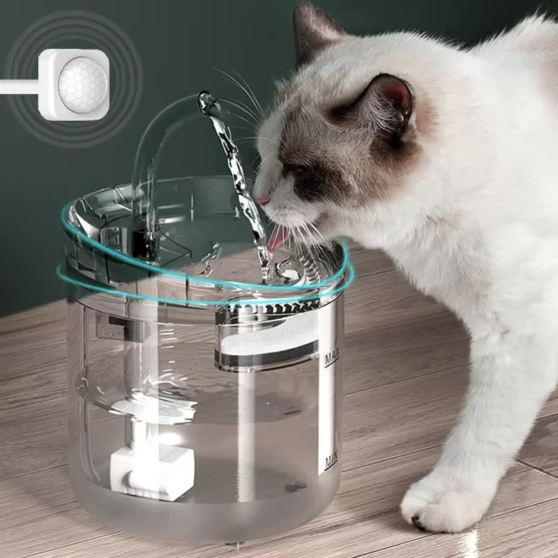 Fuente de Agua Transparente para Gatos