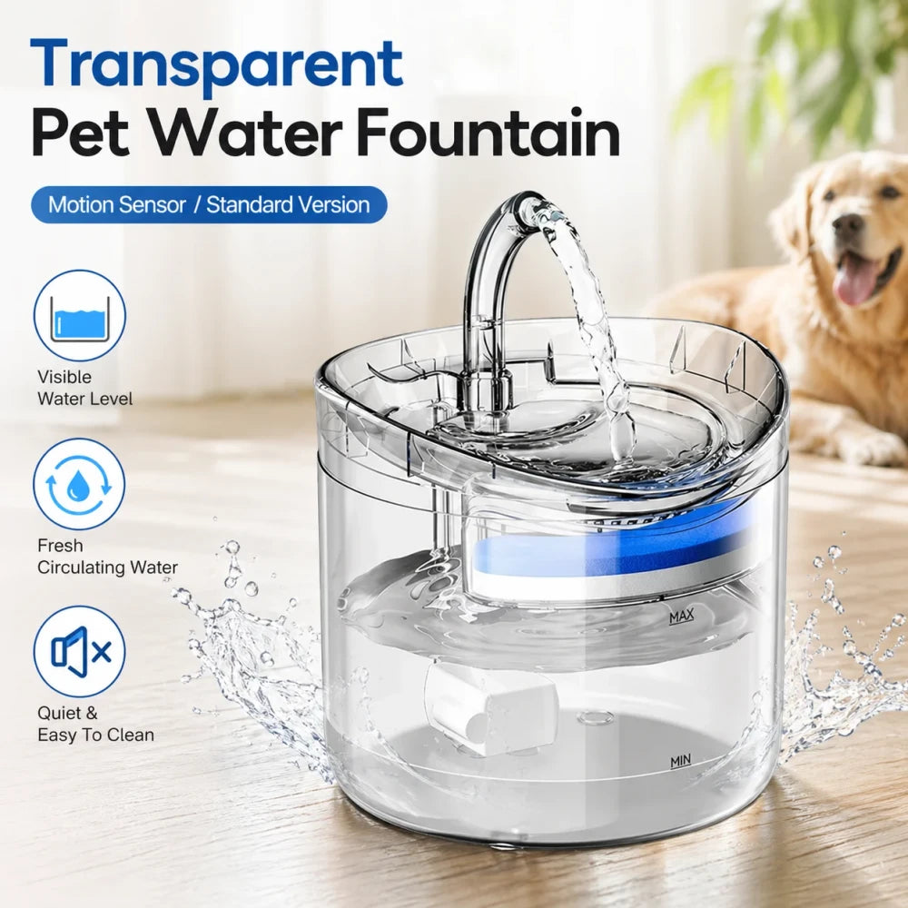 Fuente de Agua Transparente para Gatos